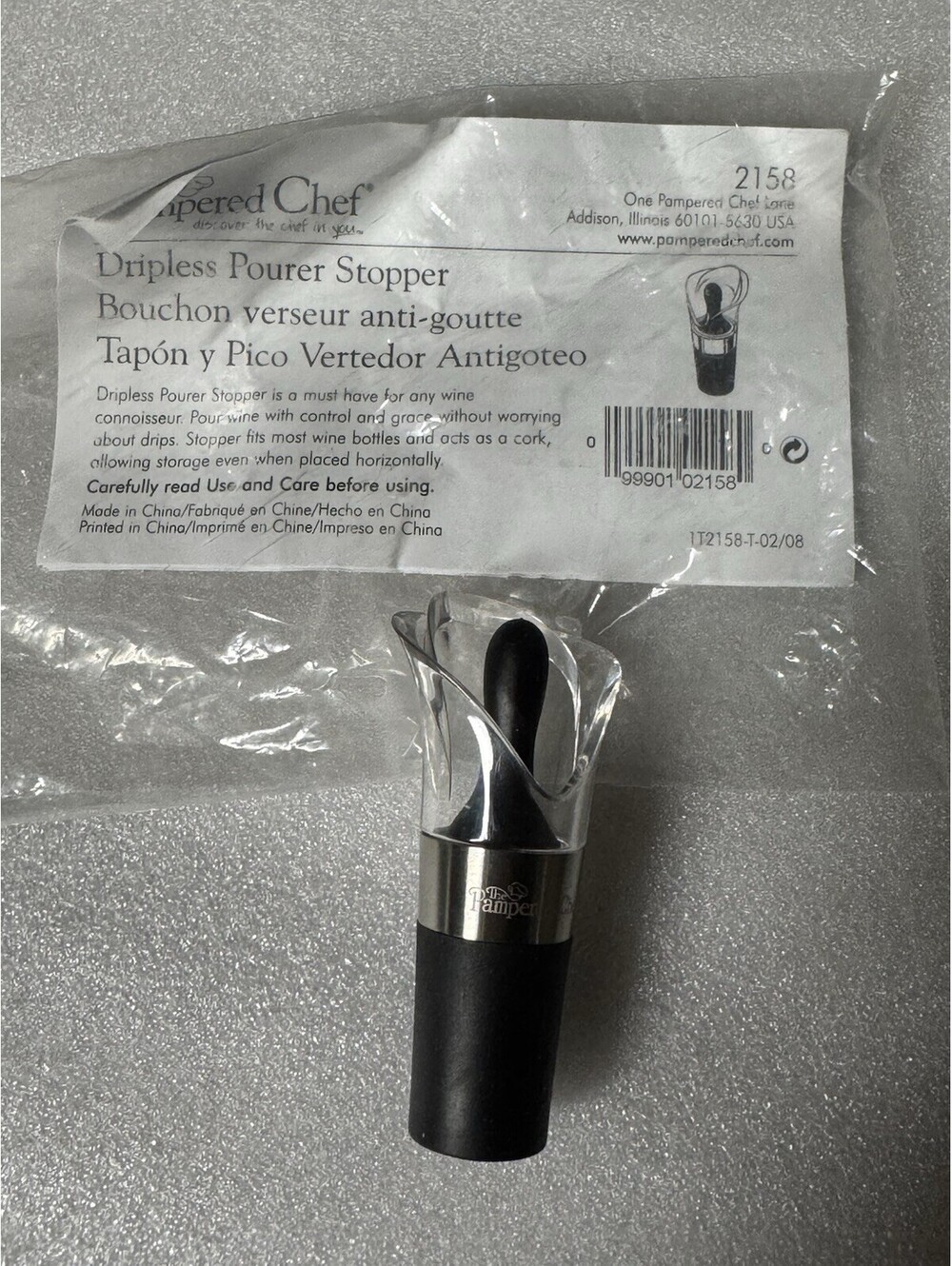 NEW Pampered Chef Dripless Pourer Stopper #2158